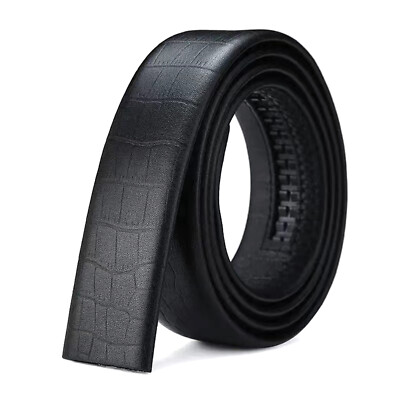 Ratchet Leather Belt For Men, 11/8'' Genuine Black With Easier Slide Buckle
