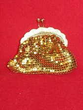 Vintage Gold Tone Chainmail Metal Mesh Coin Purse W/ Kiss Lock EUC