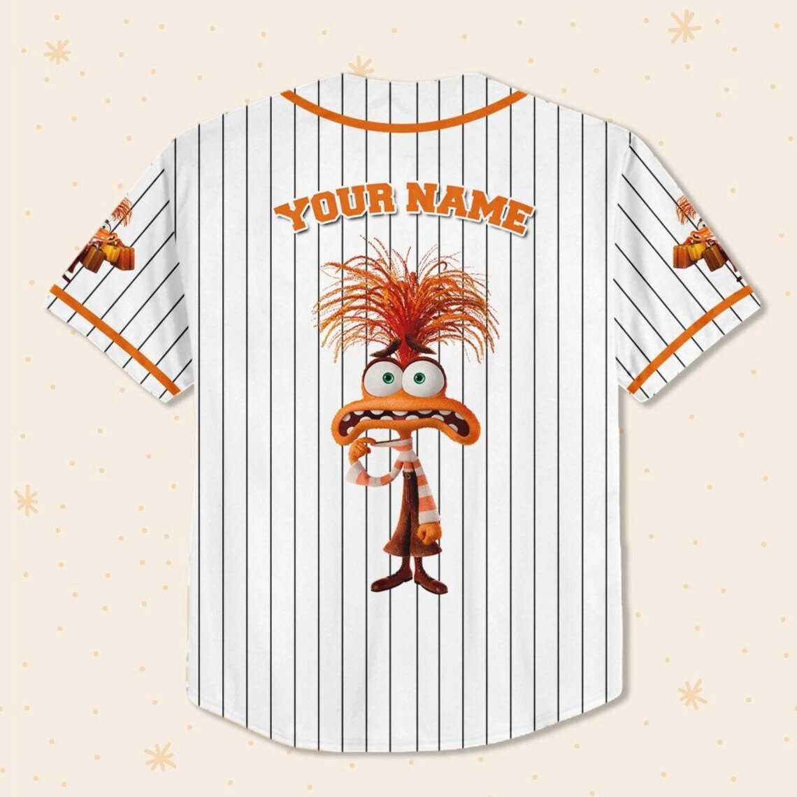 Personalize Anxiety Jersey Orange White, Disney Baseball Team Jersey, Inside Out