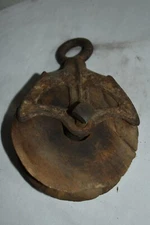 Antique Wooden & Cast Iron Single Pulley Barn Unique Vintage Primitive Farmhouse