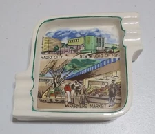 Vintage Ceramic Ashtray NBC Radio City Hollywood Farmers Market 1930s 40s 
