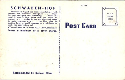 Postal Schwaben-Hof, Milwaukee, Wisconsin, WI - Imagen 2 de 2