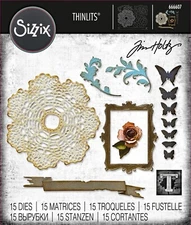 New Sizzix Thinlits 15pc Boutique #666607 Retail $20.99 by Tim Holtz Vault