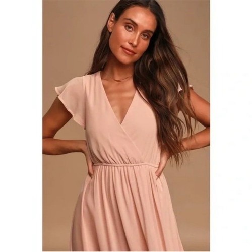 Lulus Women's Lost in the Moment Maxi Dress Blush Pink Wedding Bridesmaid Sz. XS - 第 13/13 張圖片