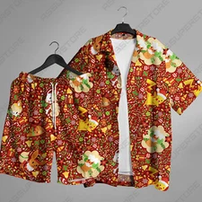 Vulpix Eevee Hawaiian Button-Up Shirt Japanese Anime Hawaiian Shirt Gift