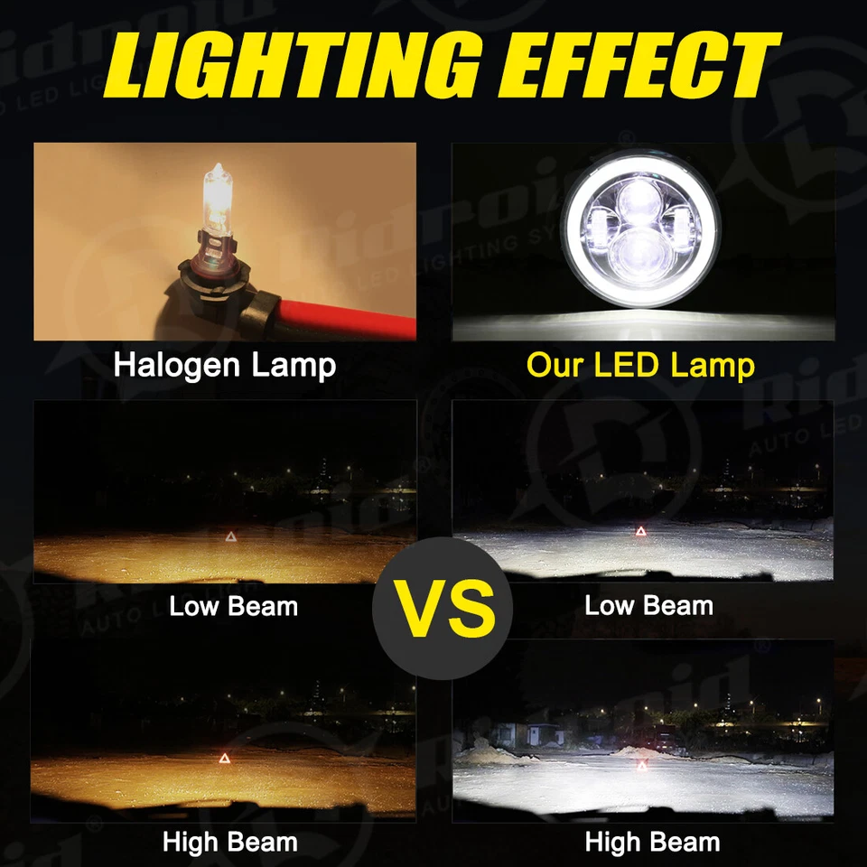 Par de faros LED redondos negros de 7 pulgadas HI/LO para Chevy Chevelle 1971 1972 1973 Foto 4 de 4