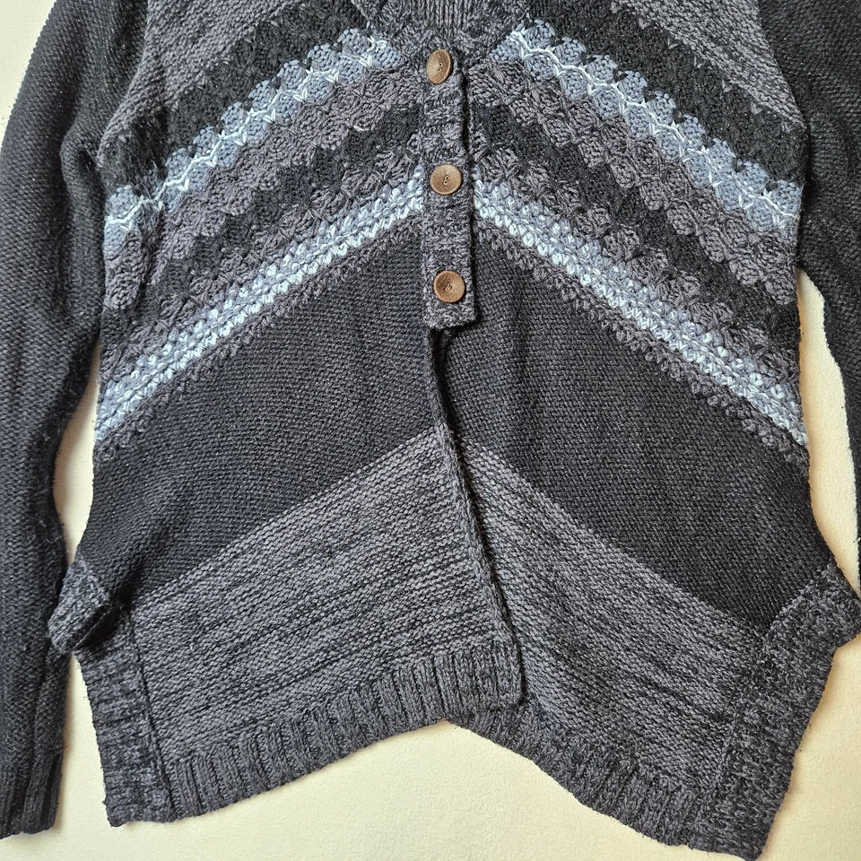 Cárdigan BKE Hebilla Suéter Sudadera con Capucha 3 Botones Estilo Suroeste Mujer Grande Azul Foto 3 de 4