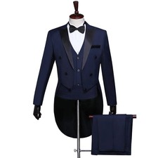 Mens Tuxedo Tailcoat Formal Dress Suits Swallow Tail Coat Male Jacket Suits