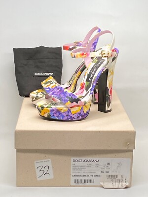 Dolce & Gabbana floral-print gabardine platform sandals size 38