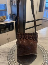 1950's Designer brown metal woven pouch purse EUC