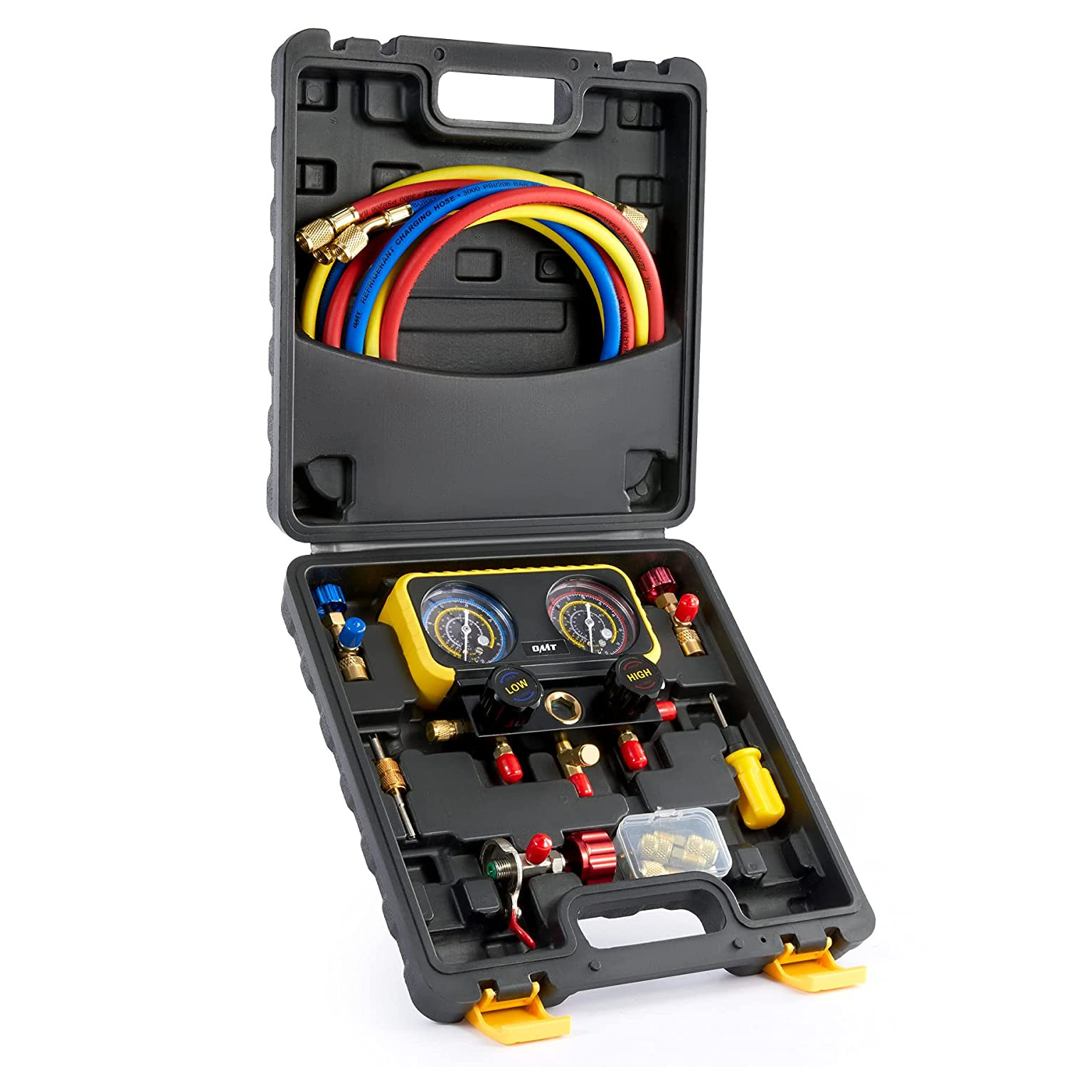Kit HVAC Manómetro Colector Aire Acondicionado Coche Mangueras R134 R22 R12 R502