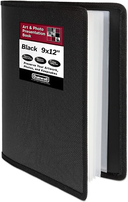 Dunwell Art Portfolio 9x12 Folder - Black Portfolio Folder for Artwork Presen