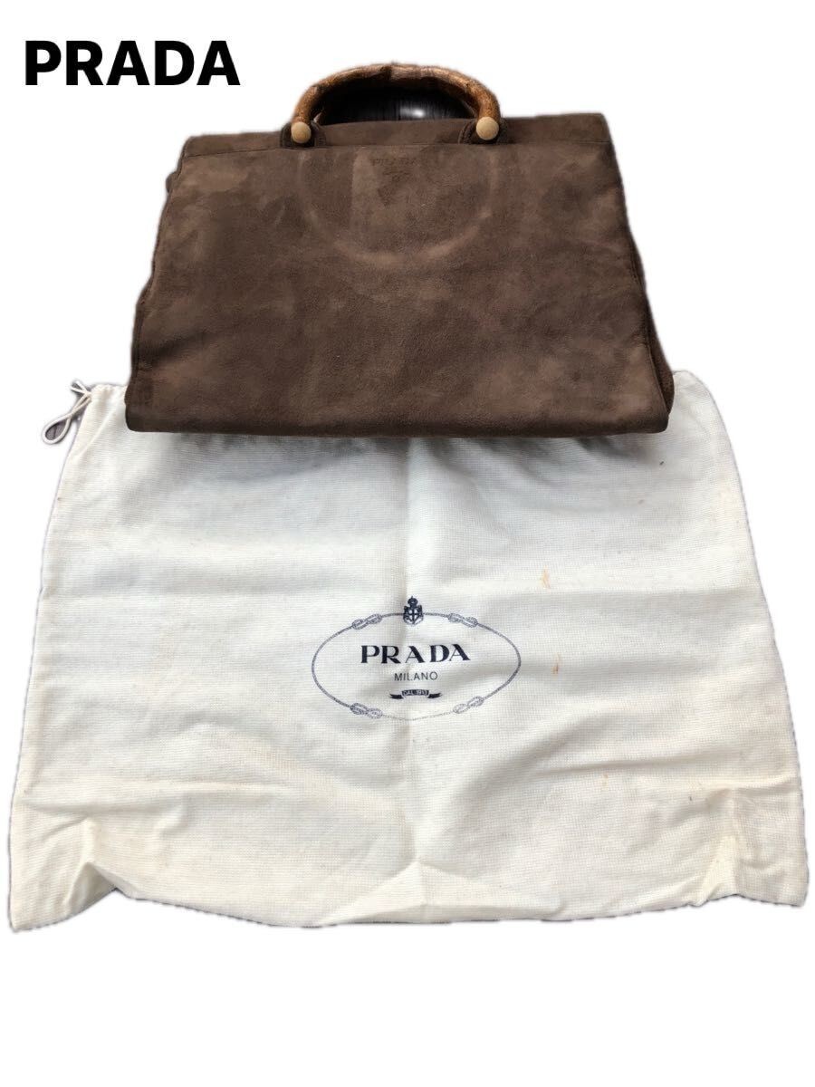 PRADA Bamboo Bag Nubuck Rare Prada Vintage Retro brown used JAPAN