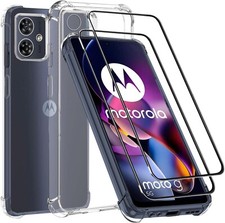 For Motorola Moto G55 Case, Clear Shockproof Phone Cover + Screen Protector