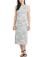 NWT Hilary Radley Womens Sleeveless Midi Tank Dress Gray Camo Size XXL $65 5B325