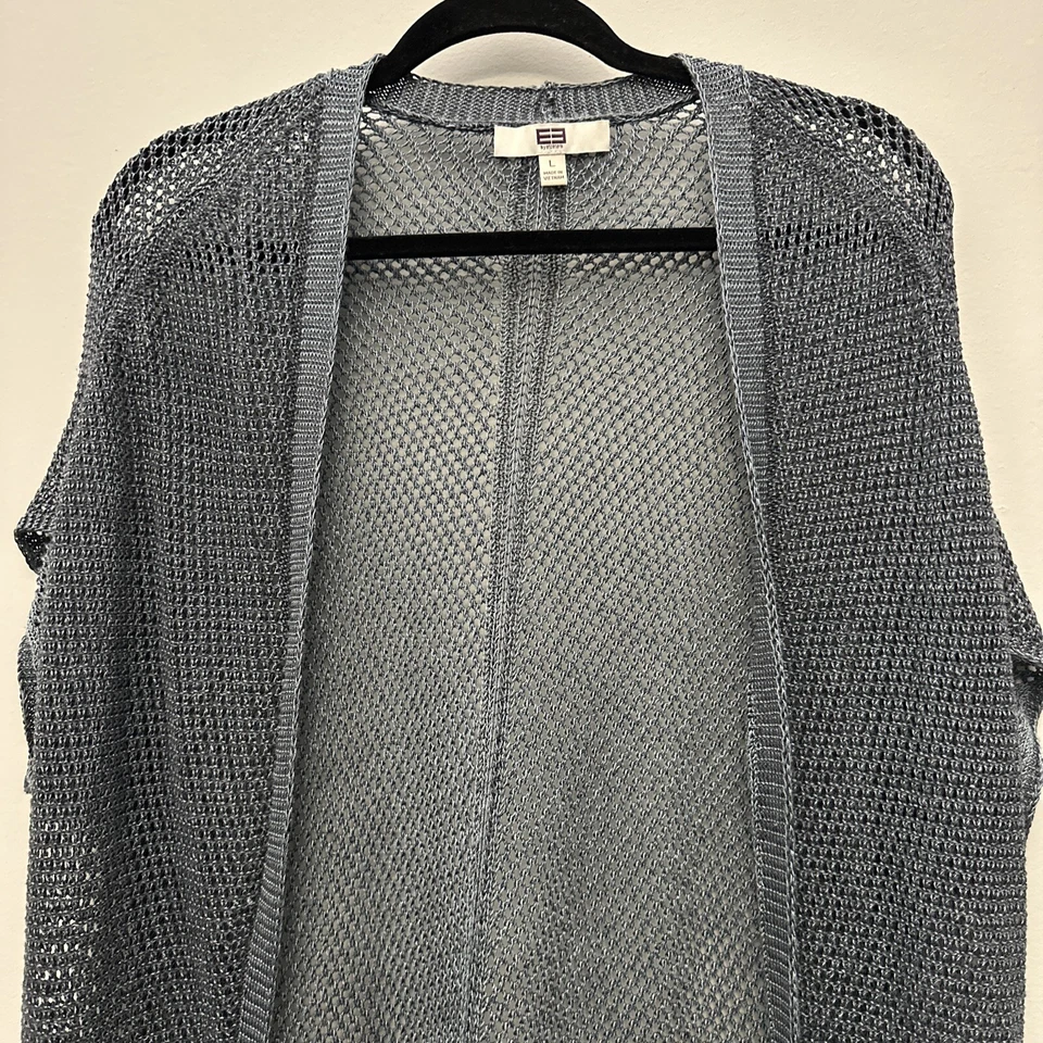 Etcetera 毛衣大号灰色女式开衫长开襟针织亚麻混纺 — 第 4/4 张图片