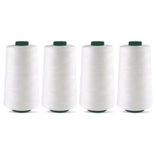4 Cones White Spun Polyester Sewing Thread - 4 X 5000 Yards