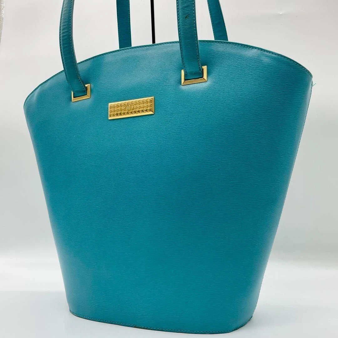 Sac fourre tout vintage Christian Dior cuir bandoulière bleu C898