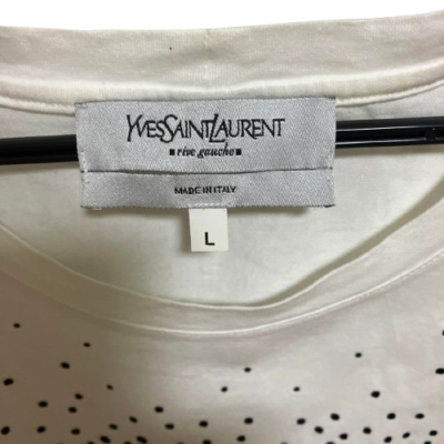 Yves Saint Laurent Women T-shirt Cut and Sew Top Logo Dot Pattern