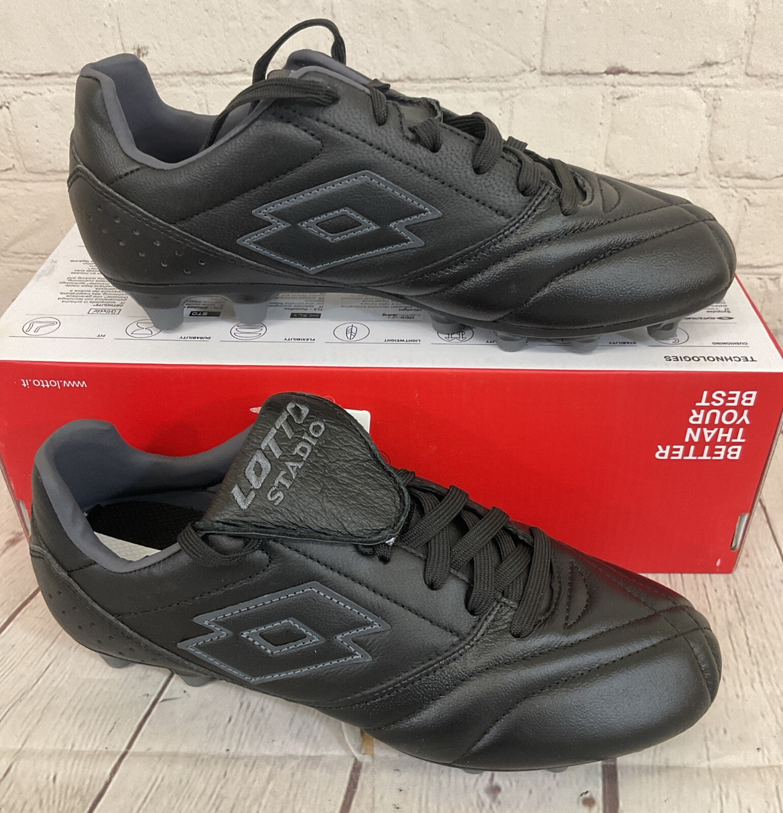 Lotto 218126 2AF Stadio 200 III FG Tacchetti Calcio Uomo Asfalto Nero US 6 5