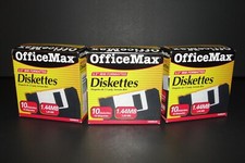 NEW Sealed Office Max 3.5" Floppy Diskettes IBM Formatted 1.44MB 30 Disks Total 