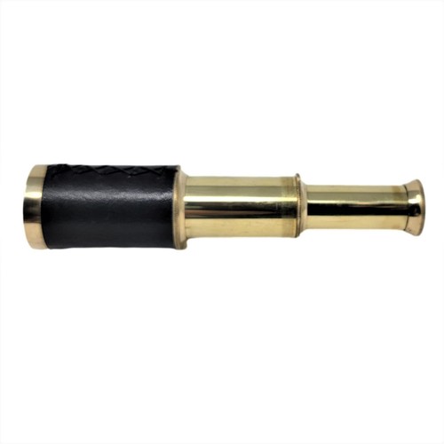 Antique Style Brass Telescope Brass Spy Glass Black Leather Wood Box Gift 6 in - Picture 4 of 10