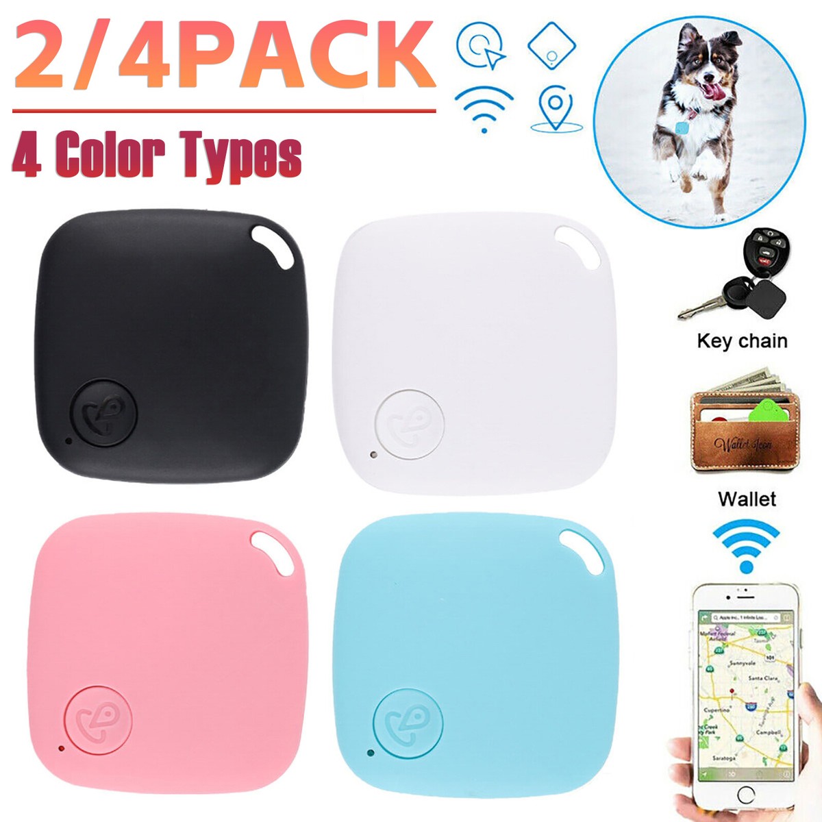 4 Pezzi Localizzatore GPS Bluetooth Tag Dispositivo Cerca Trova - Foto 8
