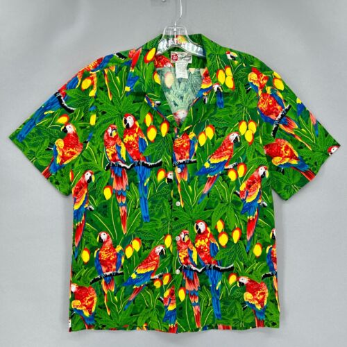 Vintage Hilo Hattie Hawaiian Shirt Aloha Mens Large Camp Toucan Matched Pocket - Picture 1 of 10