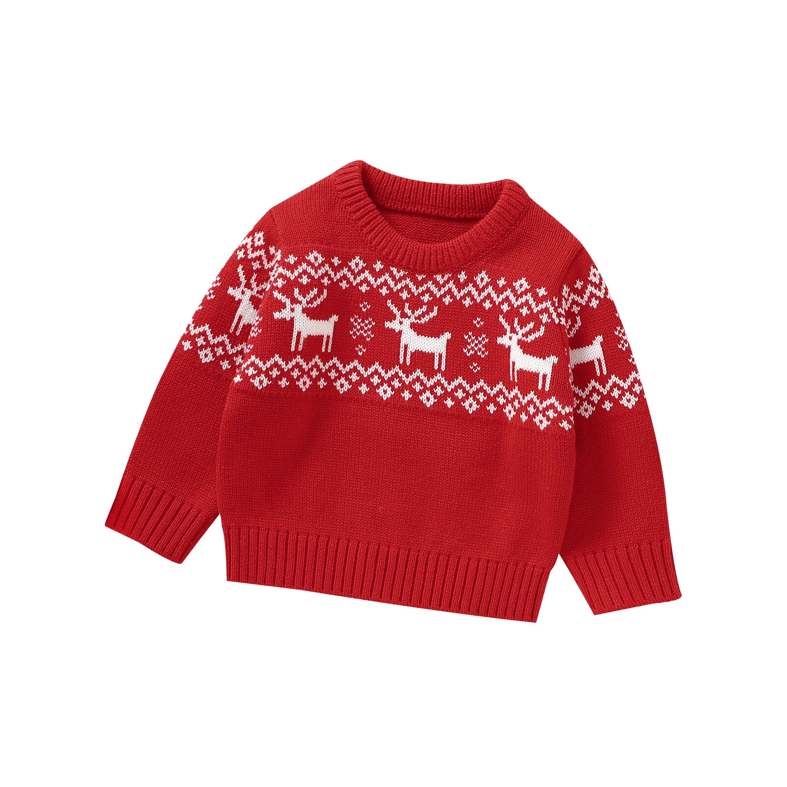 024M Baby Knitted Christmas Sweater Long Sleeve Pullover with Santa or