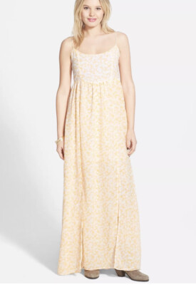 NEW VOLCOM GREAT LENGTHS MAXI DRESS SMALL Citron Yellow Floral $69.50  7600 | eBay