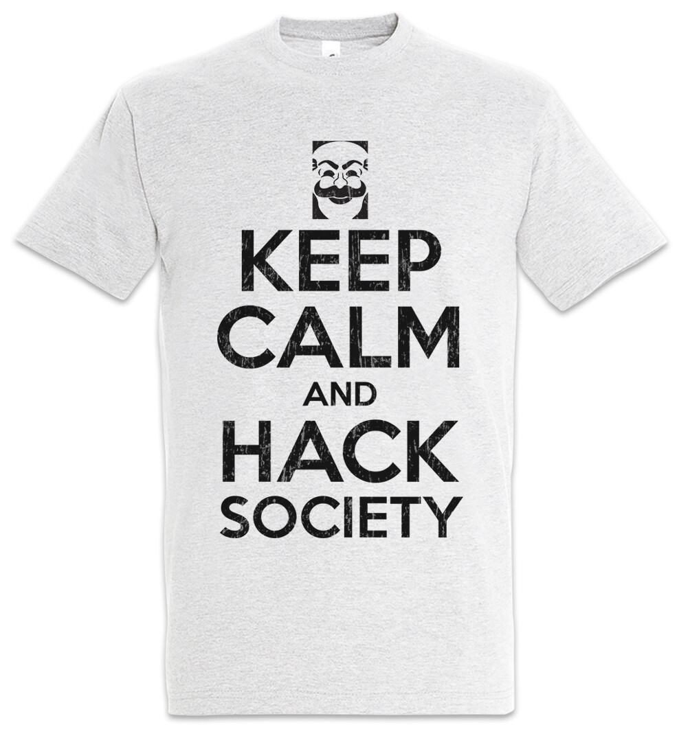 ALTRA Maglietta Keep Calm And Hack Society Mr. Geek Nerd Robot Hacker Divertente Admin Gamer