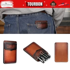 TOURBON Leather Shirt Pocket Protector Pen Organizer Jacket Pouch Doctors Nurses
