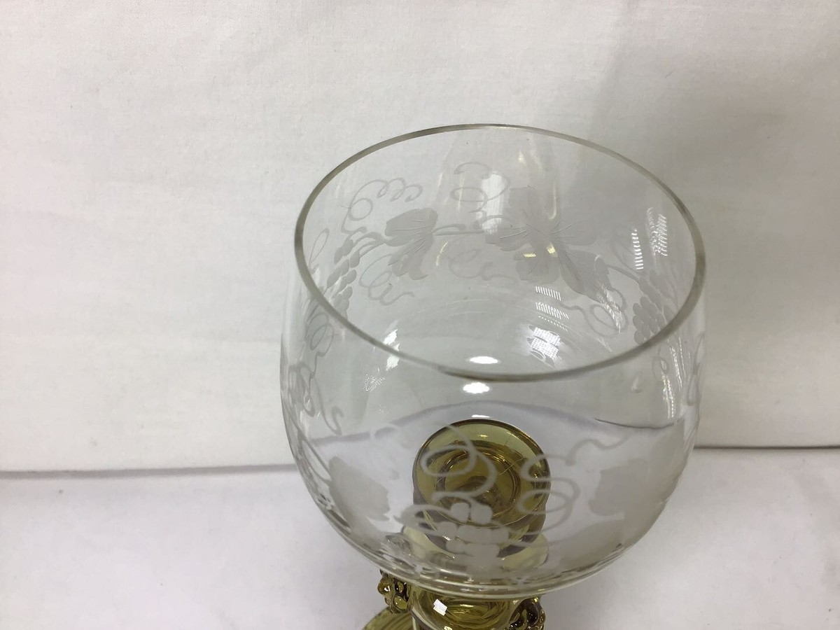 QQ101 Vintage Antique Circa 19th Century Green Cut Hand Blown Wine