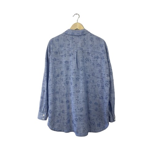 Anthropologie Postmark Large Button Tunic Blue Striped Oversized Womens READ - Picture 3 of 18