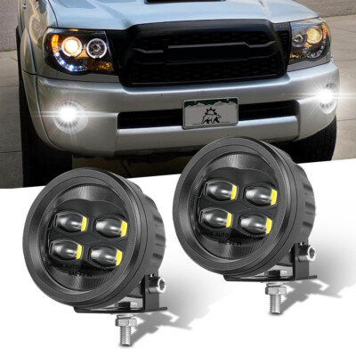 SAE Fog LED Lights Pair Kit Set for 21-24 Ford Bronco 40W Round Black Aluminum