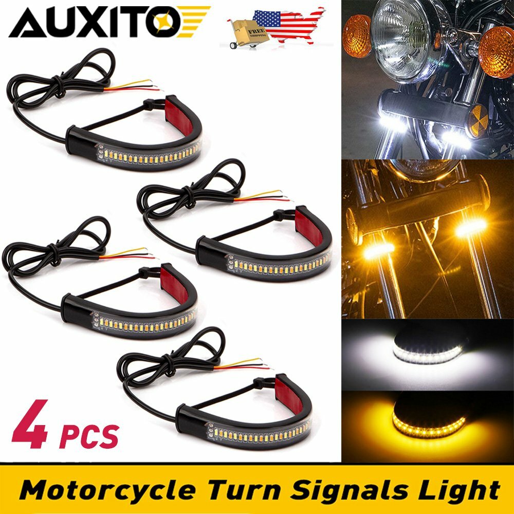 4x Mini Motorcycle LED Turn Signals Amber Blinkers Light Universal