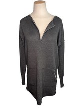 Athleta 1/4 Zip Knit Sweater Dress M Grey Long Sleeve 956433