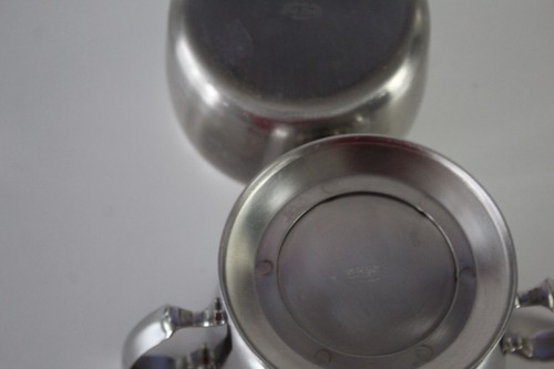 VINTAGE POLISHED STAINLESS STEEL OLDE HALL SUGAR BOWLs (set of 2) - Picture 9 of 14