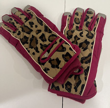 Children's Place Girl's Leopard Print Ski Gloves Size 7-8 Pink Gray