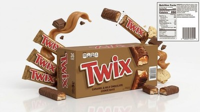 Twix Caramel & Milk Chocolate Cookie Bars Box, 36 x 1 Pack, Milk/Soy/Wheat