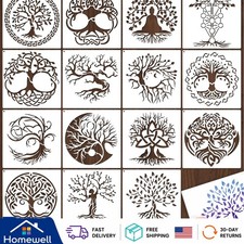 Unique Tree of Life Stencils 6x6 Inch - 15 Pack for Artistic Creations