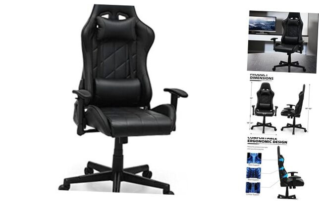 Ergonomic PC Racing Gaming Chair with Adjustable Lumbar Support for Gamers-image
