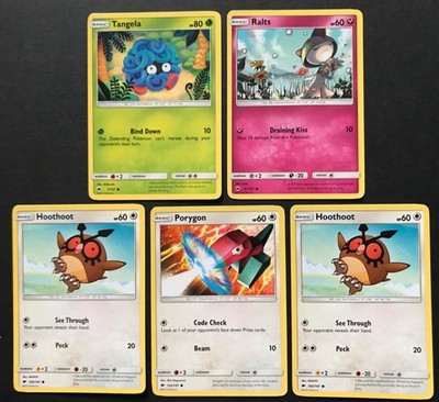 5 x CRIMP ERROR Burning Shadows Crimping Crimped Pokemon Karten Ralts Hoothoot