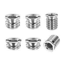 6Pcs 1/4" to 3/8" Male Threaded Tripod Screw Adapters 5mm Silver