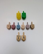 Vintage Hanukkah Dreidels Lot of 10 Jewish Holiday Judaica Spinning Tops