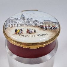 Crummles Enamel Trinket Box Decorated "The Horse Guards"