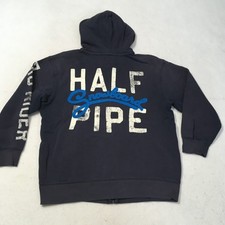 Gap Kids Zip Up Hooded Sweatshirt Size XL 12 navy MTN DIV HALF PIPE SPELLOUT