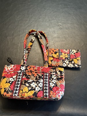 Vera Bradley Bittersweet Floral Houndstooth Mandy Shoulder Bag Purse + Wallet