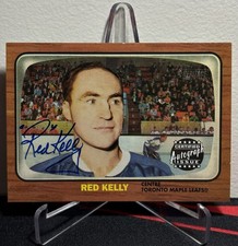 2002-03 Topps HERITAGE Hockey RED KELLY #TMLA-RK REPRINT RETRO AUTO ON-CARD