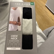 Image of Ted Baker 3-Pack Lounge Crew Neck T-Shirts - Black/Grey New In Box XL